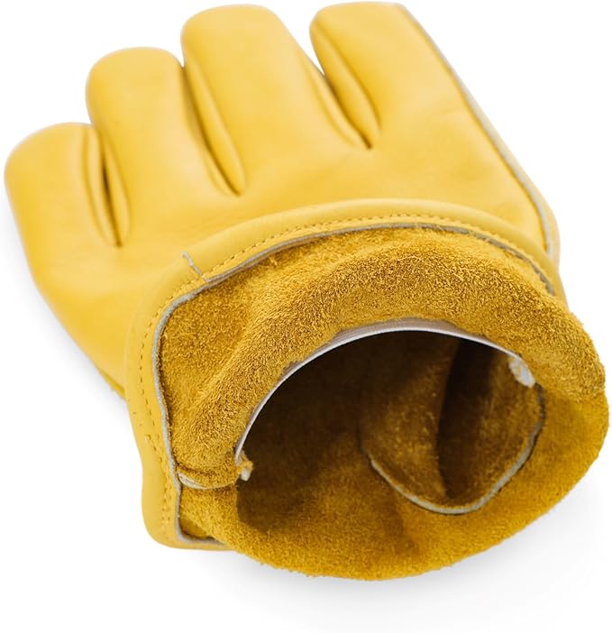 Leather Work Gloves, Reinforced Durable Gardening Gloves,Cowhide Work Gloves,Puncture & Cut Resistant