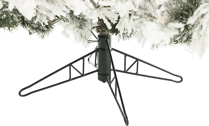 Fraser Hill Farm 9-Feet Unlit Snow Flocked Snowy Pine Artificial Christmas Tree, Full Silhouette, Realistic Foliage, Stand Included, Holiday Decor for Home and Office