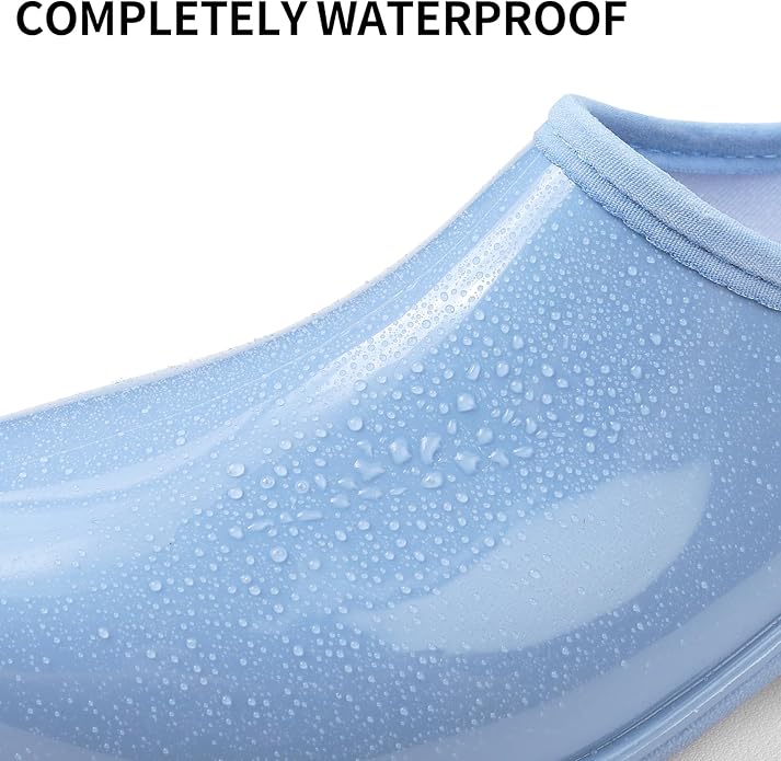 DKSUKO Waterproof Garden Shoe for Women Outdoor Slip-On Rain Boots Short Ankle Work Shoes and Garden Clogs with Comfort Insole