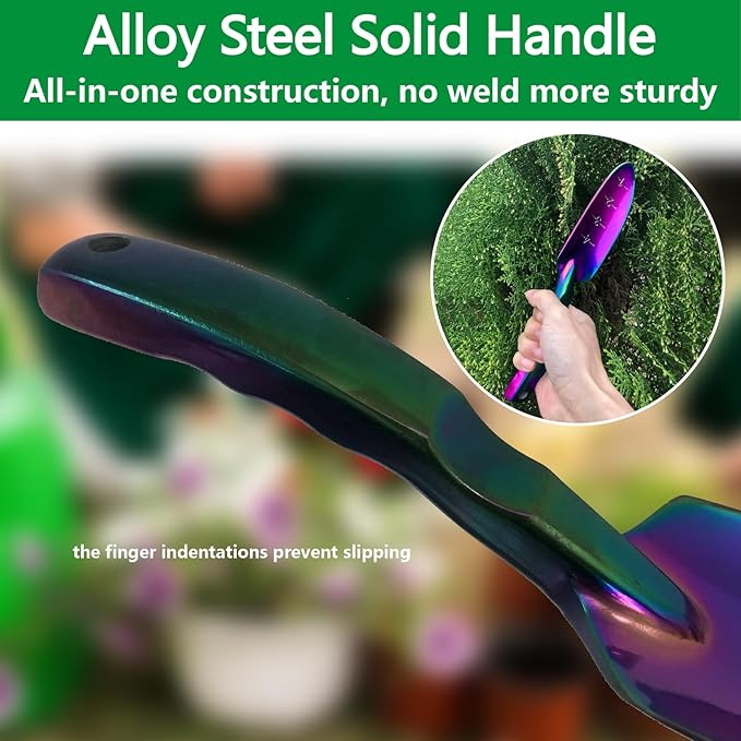 Garden Shovel - Gardening Hand Tool, Heavy Duty Garden Trowel, High Strength Alloy Steel for Soil Digging Planting Weeding, Solid Metal Handle, Colorful