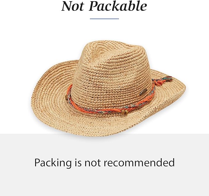 Wallaroo Hat Company Women’s Petite Catalina Cowboy – Natural Fiber, Adjustable Sizing for Smaller Crown Sizes – Chic Sun Hat