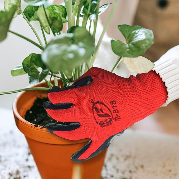 120 Pairs Gardening Work Gloves Bulk for Men Women, Breathable Nitrile Rubber Coated Garden Gloves Dipped Gripping Outdoor Working Gloves for Construction, Gardening, 9.1 Inch