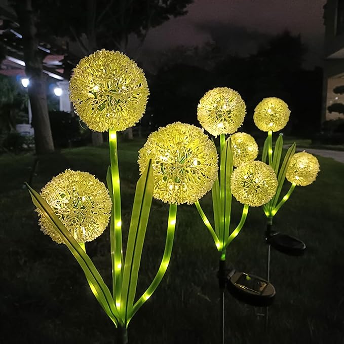Garden Solar Lights Flowers, Automatic Lighting at Night, Waterproof Garden Decor for Yard Patio Pathway Lawn, Gardening Gifts for Women, Christmas Decoration, 3 Flowers