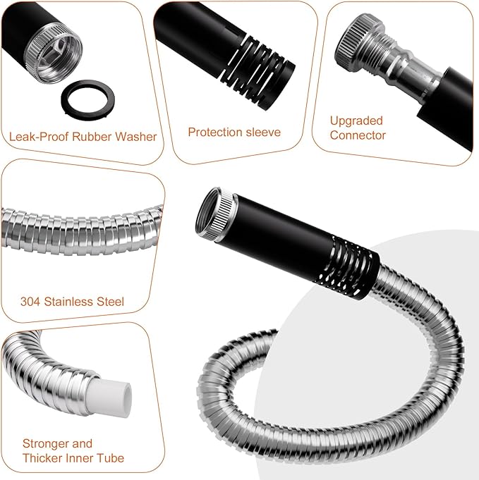 Garden Hose 50 FT, Flexible Metal Hose with 10 Function Nozzle, Kink Free, Lightweight, Durable, Crush Resistant Fitting, Easy to Coil, Puncture Proof Hose for Yard, Rv, 600 PSI 2025 New