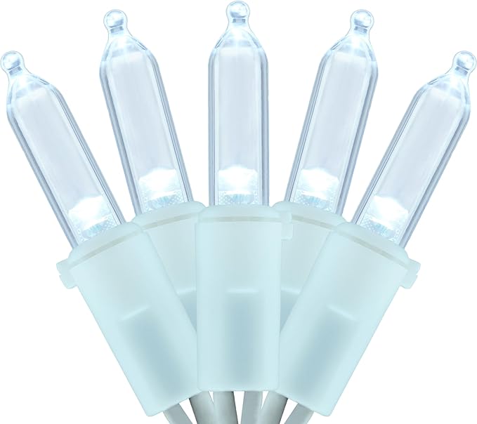 YULETIME 200 Cool White LED Christmas Lights, 66 Feet White Wire UL Certified Commercial Grade Holiday String Light Set