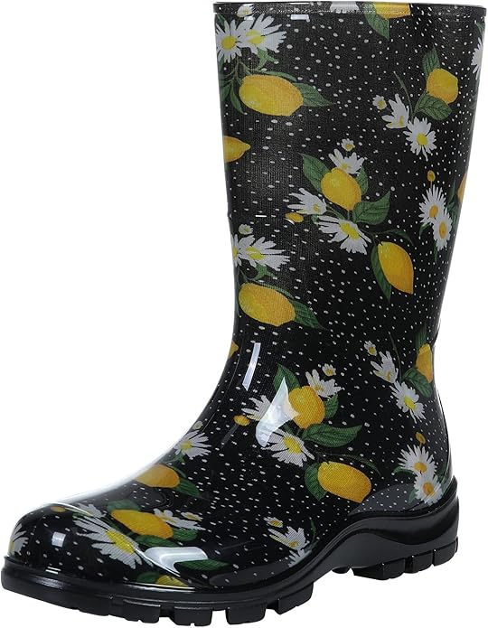 Asgard Women's Mid Calf Rain Boots Printed Waterproof Rubber Boots Short Garden Shose