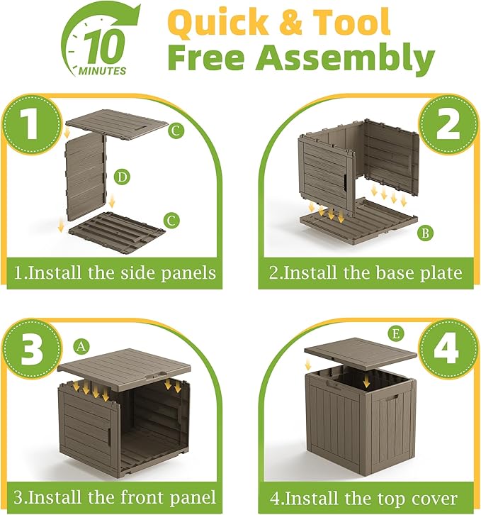 30 Gallon Waterproof Resin Deck Box, UV Resistant Outdoor Storage for Garden, Patio, Porch, Delivery, Grey