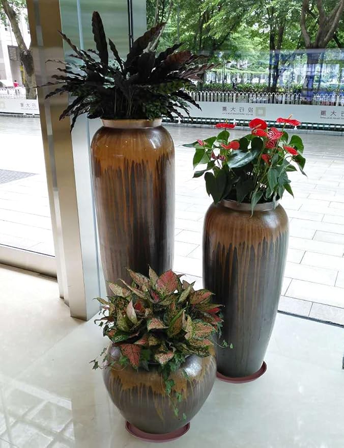 4 Pack of 18 19 inch Plant Saucer Drip Tray (16.6 inch Base), Heavy Duty Large Deep Plant Saucers for Pots, Bird Bath Bowls, Plastic Planter Water Trays for Indoors Outdoor (18", Chocolate)