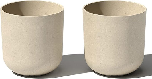 Veradek Mason Series Lima Planter - Round Planter for Indoor or Outdoor Porch/Garden | Made from Plastic-Stone Composite with Drainage Holes | Modern Décor for Succulents, Flowers, Small Plants