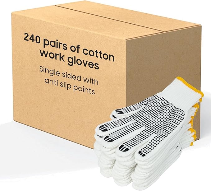 Unisex white cotton polyester knitted safety gloves,suitable for gardening,warehouse,cooking work-12/36/240 pairs