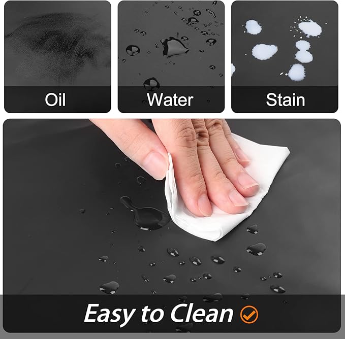 Gotega 2 Pack Aprons for Men Women with Large Pockets, Waterproof Rubber Vinyl Apron 40 Inch Heavy Duty Chef Apron Black Adjustable Work Apron for Dishwashing Kitchen Cooking Drawing