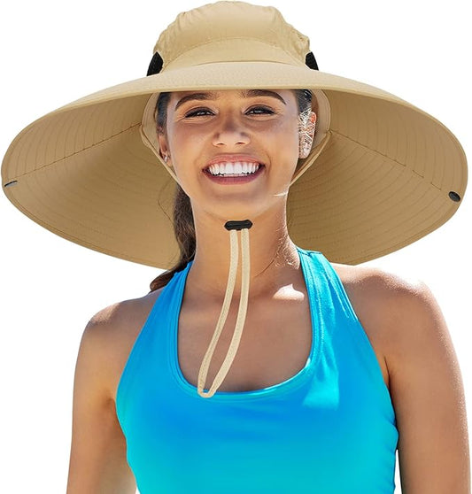 Leotruny Women Super Wide Brim Sun Hat UPF50+ Waterproof Bucket Hat for Fishing, Hiking, Camping