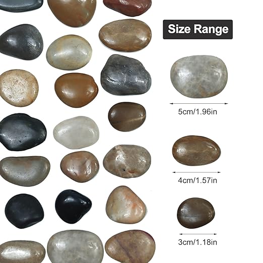 10Ib Mixed Rain Forest River Rocks for Landscaping-Polished Pebbles for Plants-Garden Decorative Stones-1-2 Large Plant Rocks,Ideal for Aquarium, Home Decor