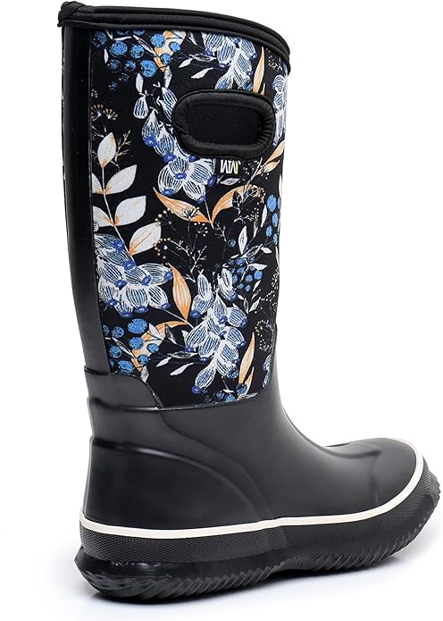 WTW Mid Calf Rain Boots for Women - Waterproof Insulated Neoprene Mud Boots Outdoor Hunting Garden Boots