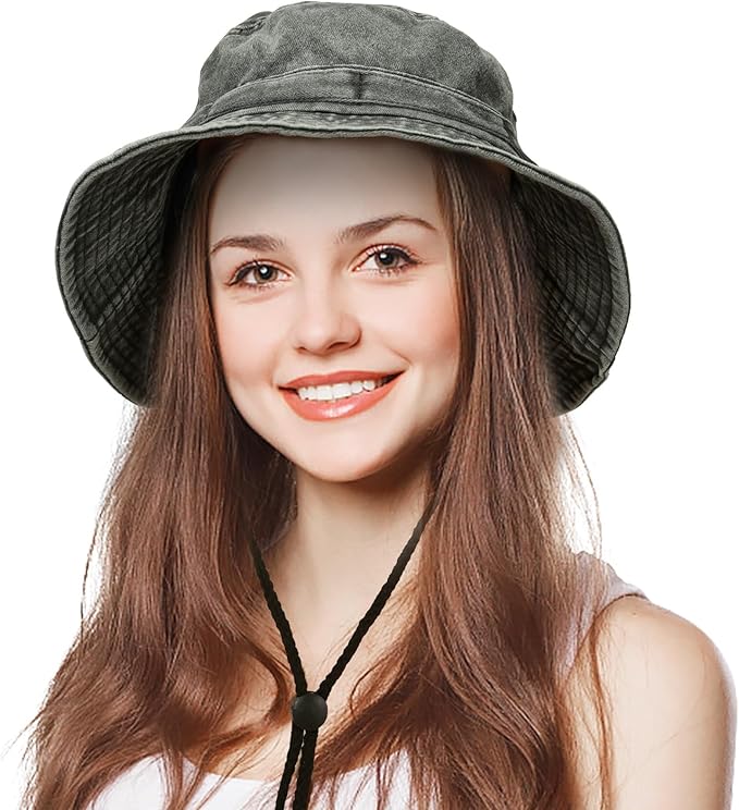 Men's Bucket Hat Camo Outdoor Sun Protection, Breathable Quick-Dry Fishing Gardening Hiking Hat ,UPF50+ Cotton Wide Brim