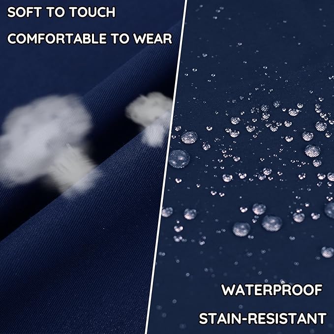 4 Pack Chef Apron, Waterproof Apron, Adjustable Apron with 2 Pockets for Men Women, Apron for Cooking Baking Restaurant (Polyester Blend, Navy Blue)