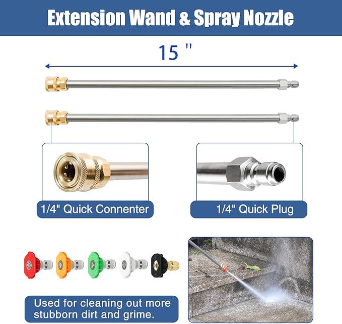 JANZ Pressure Washer Surface Cleaner with 4 Wheels,Ideal for Driveways,Sidewalks,Patios,Decks Cleaning (14 Inch Black)