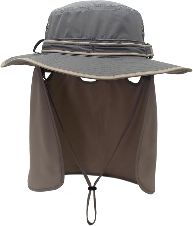 Home Prefer UPF50 Mens Sun Hat with Neck Flap Quick Dry UV Protection Cap Womens Wide Brim Fishing Hat Neck Flap Beach Garden
