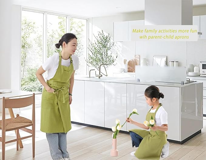 Linen Apron for women with pockets Cottion Linen Split-leg Apron for Clay Kichen Artist Pottery Gardening