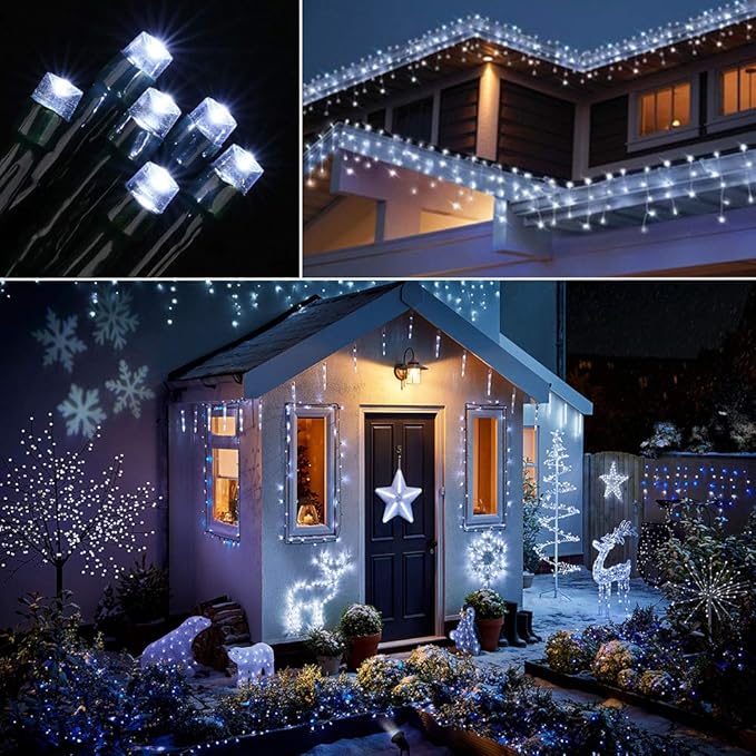 Toodour Christmas Lights Outdoor, 131ft 350 LED String Lights, Timer, Waterproof 8 Modes Outdoor Christmas String Light - Twinkle Light for Tree Home Garden Yard Wedding Party Xmas Decor(White)