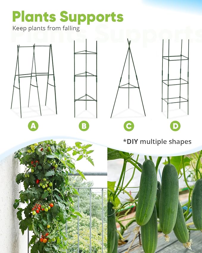 Quictent Galvanized Raised Garden Bed 8x4x2 Ft Tall Metal Planter Box for Vegetables Bottomless for Backyard, 2 Tomato Cages Included, 22.04" Deep, Beige