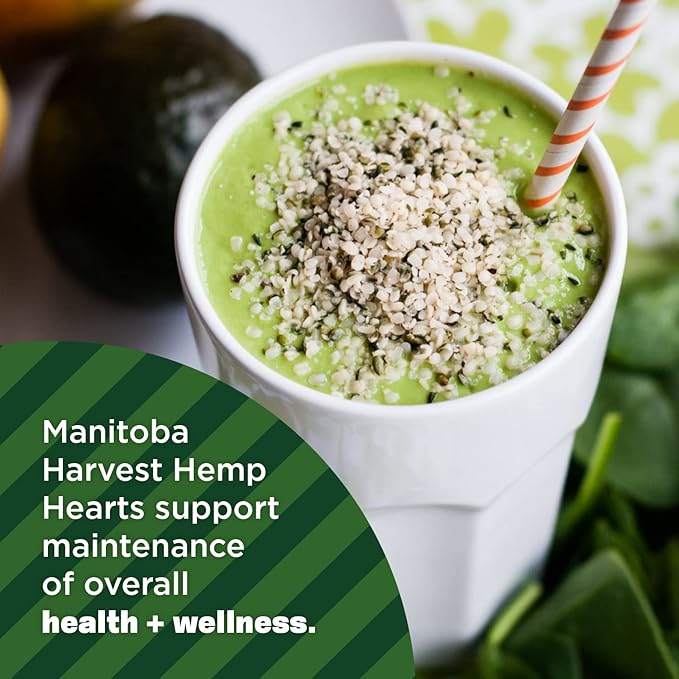 Manitoba Harvest Organic Hemp Seeds, 18oz, 10g Plant Based Protein and 12g Omega 3 & 6 per Srv, smoothies, yogurt & salad, Non-GMO, Vegan, Keto, Paleo, Gluten Free