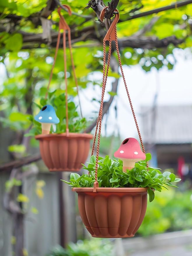 4Pcs Plant Watering Globes, Kalolary Self Watering Spikes Terracotta Drip Water Stakes Irrigation Watering Bulbs for Pot, Indoor, Outdoor, Vacation ﻿(Gradient Mushroom)