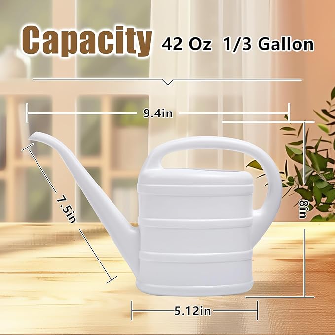 Watering Can - for Indoor Plant Garden - 1/3 Gallon - White