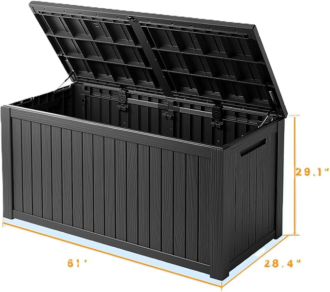 EasyUp 182 Gallon Deck Box Waterproof, UV Resistant Resin Outdoor Storage Box with Hydraulic Rod, Lockable Design and Enhanced Durability for Patio, Garden, and Poolside Use