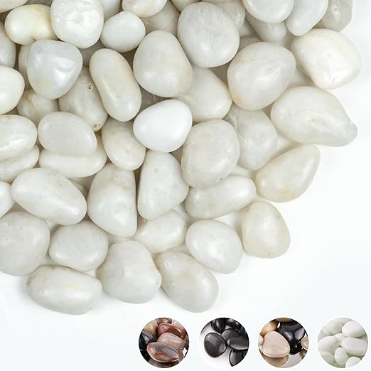 White River Rocks 20lbs, 1-2Inch Natural Pebbles for Plants, High Polished Decorative Stones for Aquarium Vase Filler Fish Tank Landscaping Garden