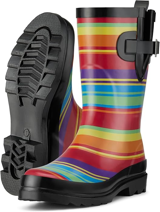 HISEA Rubber Rain Boots for Women Waterproof Garden Mud Boots