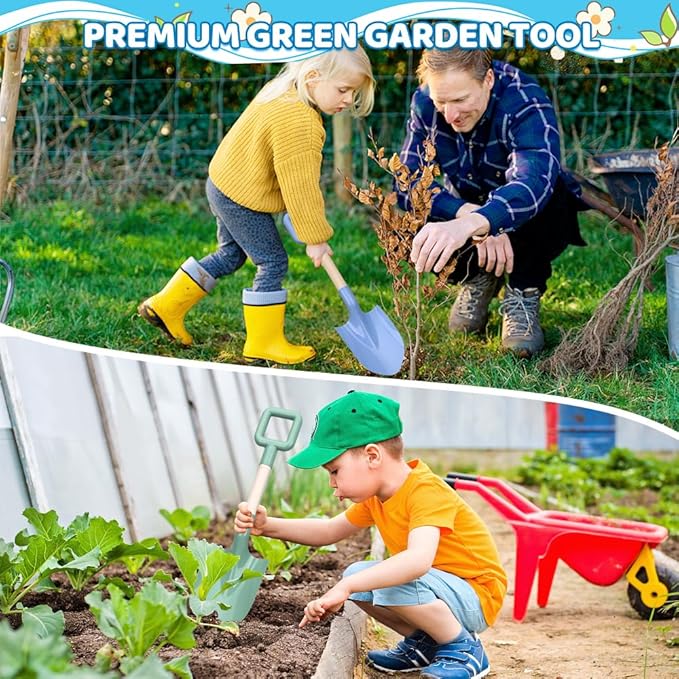 Dilabnba16in/40cm Kids Beach Spades Sand Shovels Toy Gardening Tool, Sturdy Wood Handle ABS Plastic Shovel Scoop Garden Sand Beach Sandbox Backyard Digging Summer Toy for Toddler Boy Girl 3-10(2PCS)