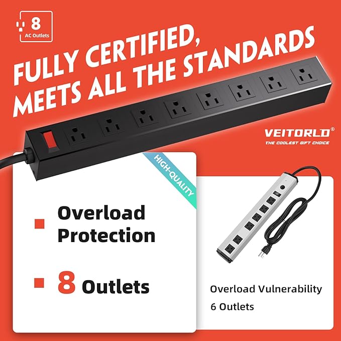 Veitorld Power Tool Organizer Wall Mount with Charging Station, 4 Drill Holder Heavy Duty Cordless Tool Storage Rack, Metal Garage Organizers and Storage, Christmas Birthday Gifts for Men Dad Him