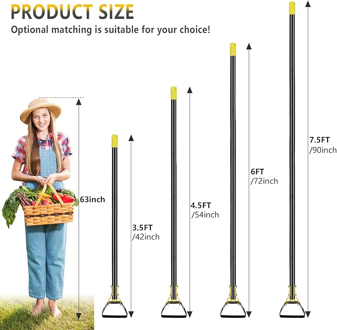BsBsBest Scuffle Hoe Garden Tool, Stirrup Loop Hoe with 54 Inch Adjustable Long Hand, Great for Weeds in Backyard,Vegetable Garden
