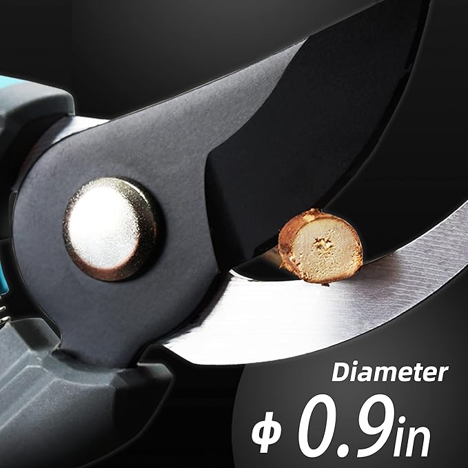 Pruning Shears for Gardening, 8” Stainless Steel Gardening Hand Pruner, Bypass Pruning Shears Steel Blades with Non-stick Coating Adjustable Up to 3/4" Cut Reinforced Plastic Handles