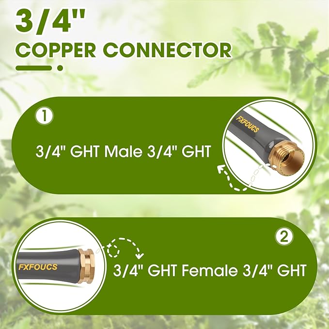 Heavy Duty Garden Hose – 5/8 Inch Flexible, Lightweight Hybrid Hose with 600 PSI Burst Pressure, Swivel Handle, and Durable Copper Male/Female Fittings (Orange with hose sprayer, 75FT)