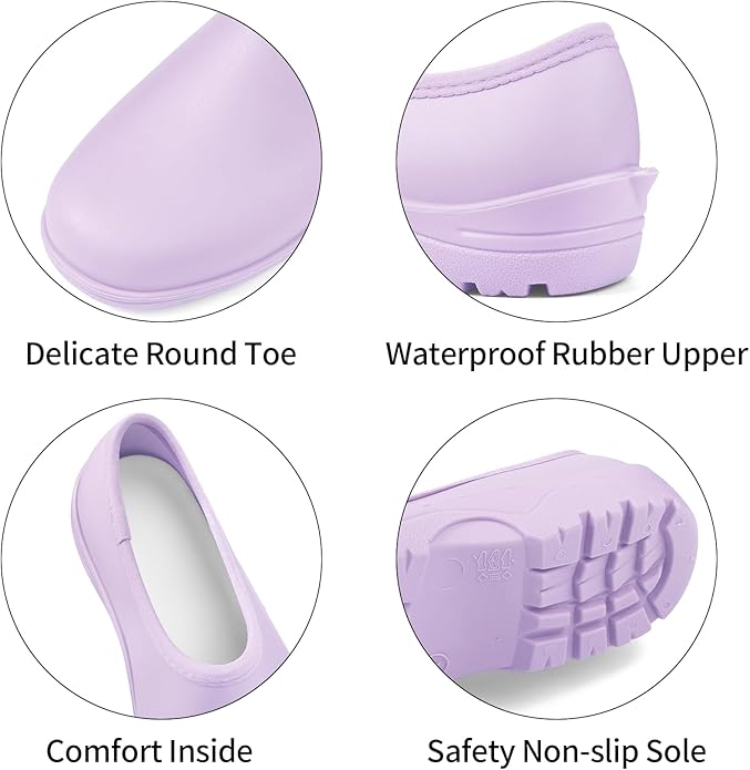 DKSUKO Waterproof Garden Shoe for Women Outdoor Slip-On Rain Boots Short Ankle Work Shoes and Garden Clogs with Comfort Insole