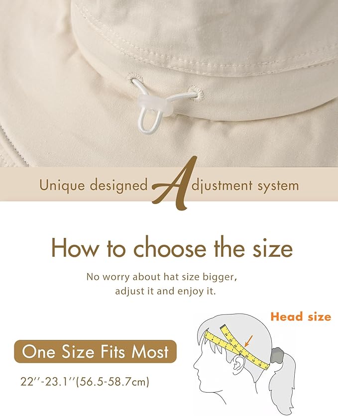 Sun Hats for Women Gardening Hat Wide Brim Ponytail Beach Sun Protection Breathable Cotton Summer Hat with Fold-Up Brim