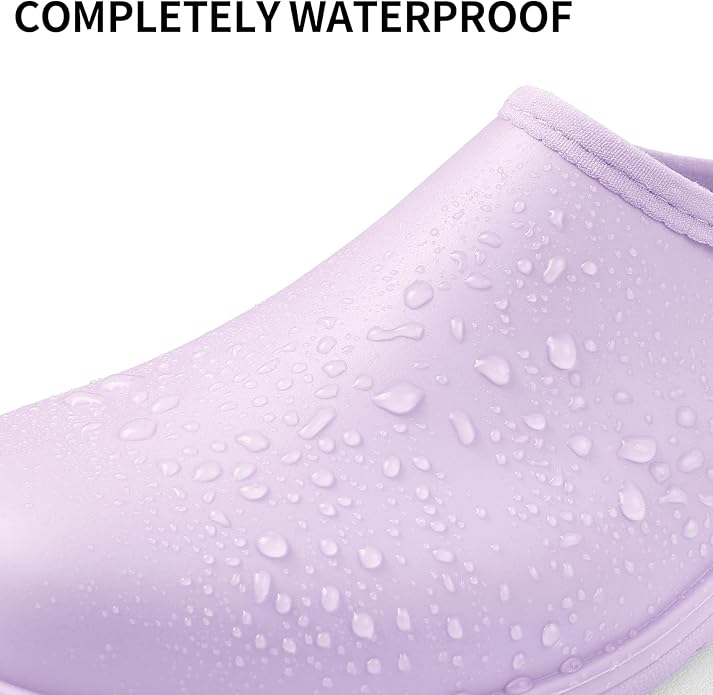 DKSUKO Waterproof Garden Shoe for Women Outdoor Slip-On Rain Boots Short Ankle Work Shoes and Garden Clogs with Comfort Insole