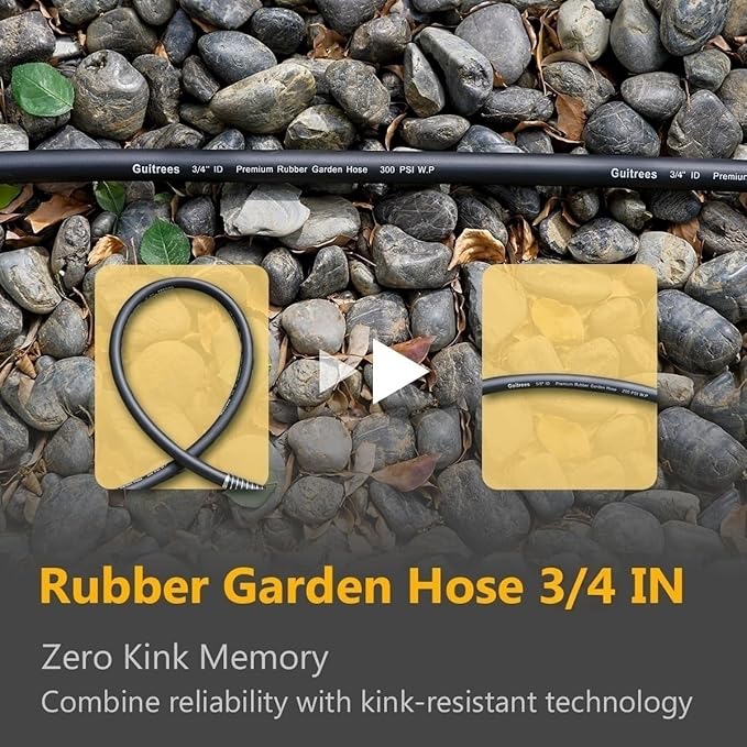 Leader Garden Hose 10ft x 3/4", Heavy Duty Short Water Hose, Female to Female Fittings, Five Layered Braiding for Durability, 1000PSI Burst, 300PSI Working (Black)