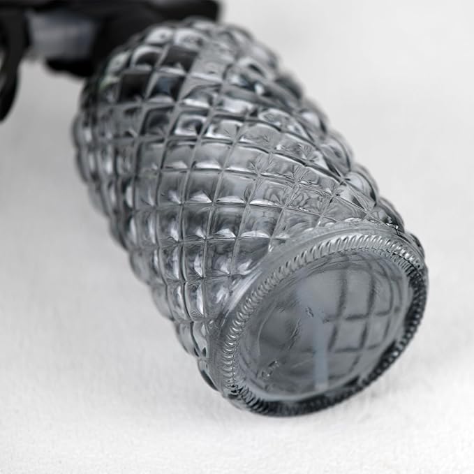 12Oz Glass Plant Spray Bottle, Gem Pattern Glass Sprayer, Watering Can with Black Plastic Top Pump, Handheld Watering Can for Indoor Outdoor Potted Plants and Greenery (Grey)