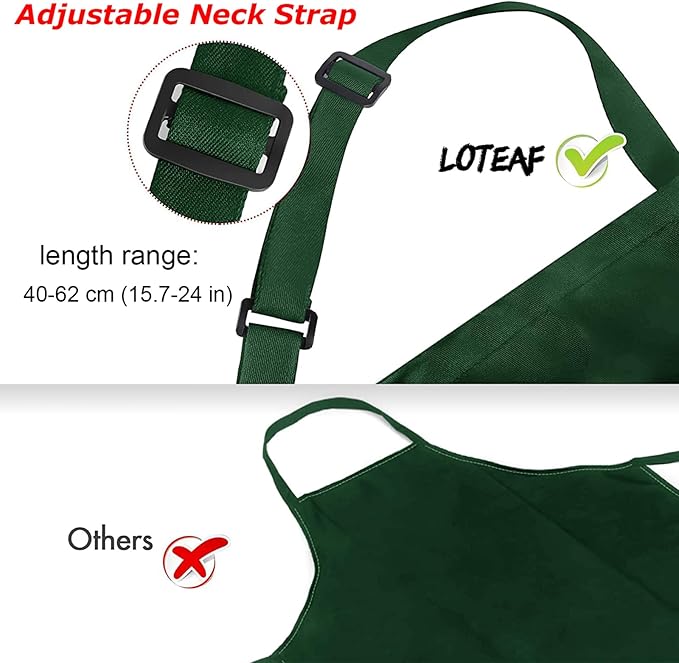 4 Pack Chef Apron, Waterproof Apron, Adjustable Apron with 2 Pockets for Men Women, Apron for Cooking Baking Restaurant(Green)