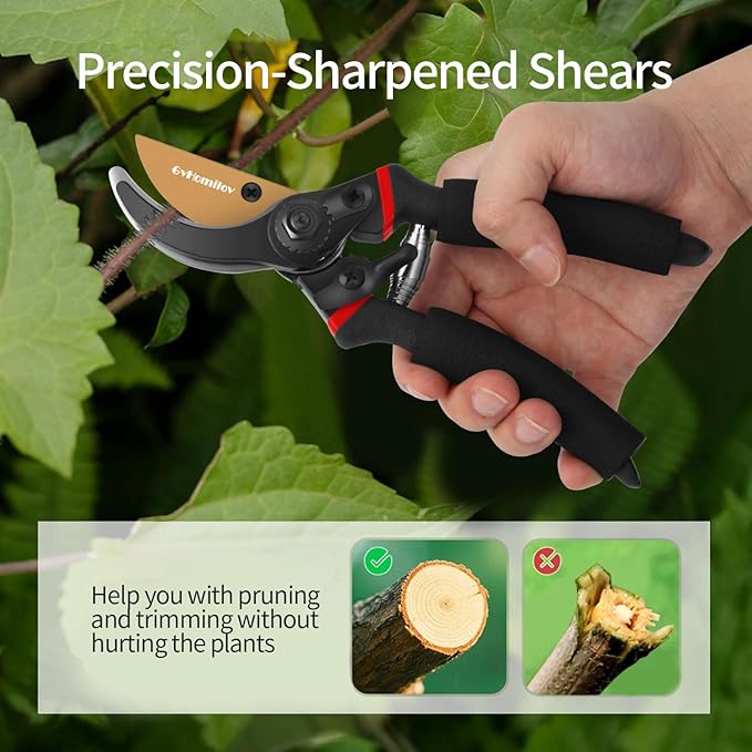 Pruning Shears for Gardening,8.5" Professional Bypass Garden Scissors,Hand Shears Heavy Duty，Pruners for Tree Trimming,Super Sharp SK5 Blade, Ergonomic Handle,Gardening Gift Women Men