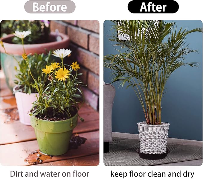 3 Pack Plant Saucer Heavy Duty Sturdy Drip Trays for Indoor and Outdoor (10 Inch, Black)