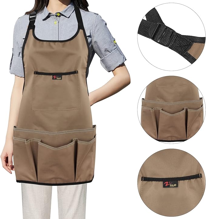 Acecharming Garden Apron Oxford Fabric Apron Thicken Durable Waterproof Gardening Tool for Women and Men