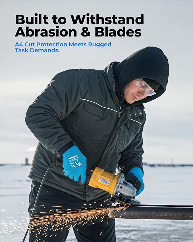toolant Waterproof Winter Work Gloves for Men and Women, ANSI A4 Cut Resistant Freezer Gloves for Outdoor Cold Weather