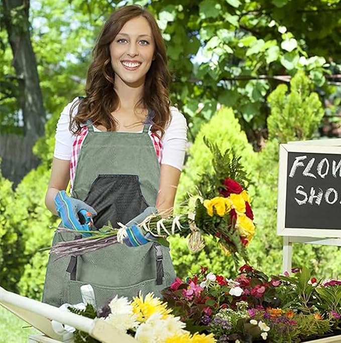 Harvesting Apron - Gardening Aprons with Pockets,with Pockets for Women & Men - Garden Apron 7 Pockets & Internal Drawstring Bag - Great Gift