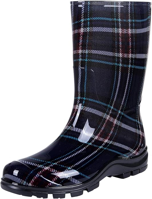Asgard Women's Mid Calf Rain Boots Printed Waterproof Rubber Boots Short Garden Shose