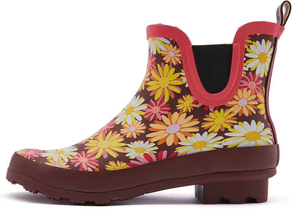 SWIFTFROG Rain Boots for Women - Waterproof Ankle Garden Shoes Anti-Slipping Floral Printed Rainboots for Ladies Stylish Light Ankle Rain Shoes, Women's Rain Footwear