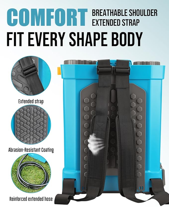 Battery Powered Backpack Sprayer 4 Gallon, 120PSI Adjustable Pressure & Lightweight Electric Sprayer, Garden Weed Yard Lawn Sprayer with 5 Spray Nozzles